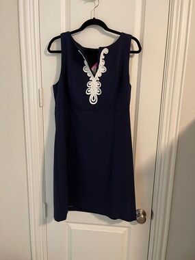 Lilly Pulitzer Navy Dress with White Trimmed V-Neck
